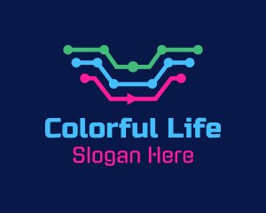 Colorful Technology Circuit logo design