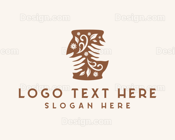 Floral Handmade Pottery Logo