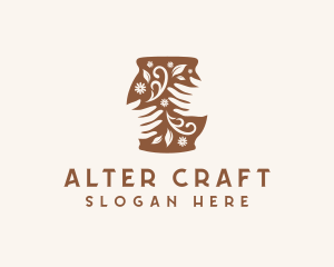 Floral Handmade Pottery logo design