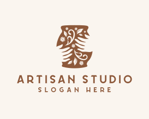 Floral Handmade Pottery logo design