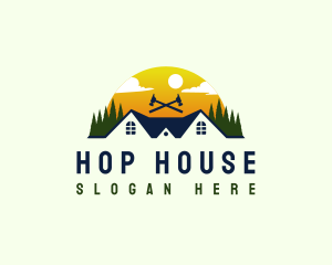 Roof House Construction logo design