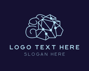 Virtual - Digital Cyber Brain logo design