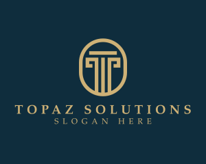 Legal Pillar Column Letter T logo design