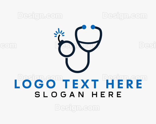 Stethoscope Clinic Bomb Logo