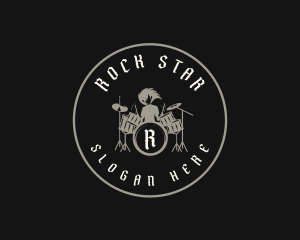 Drummer Rock Band logo design