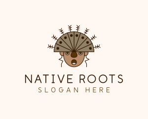 Ethnic Headdress Warrior logo design