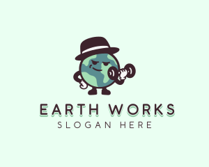 Bodybuilder Planet Earth logo design