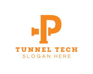 Orange Pipe Letter P logo