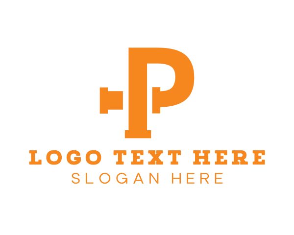 Orange Pipe Letter P logo