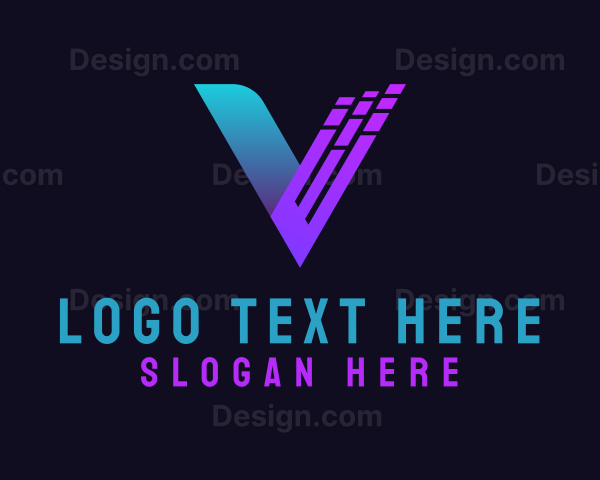 Startup Tech Digital Letter V Logo