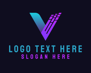 Startup Tech Digital Letter V logo