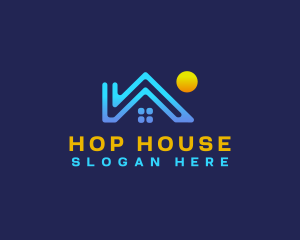 Roof House Sun logo design