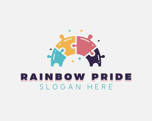 Jigsaw Puzzle Rainbow logo design