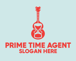 Red Guitar Hourglass logo design