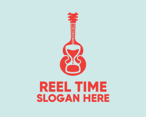 Red Guitar Hourglass logo design