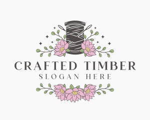 Floral Sewing Thread Needle logo design