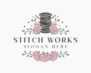 Floral Sewing Thread Needle logo