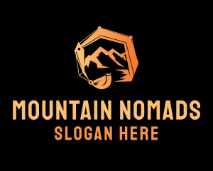 Gradient Mountain Excavator logo design