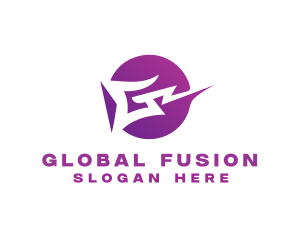 Purple Letter G Flash Circle logo design