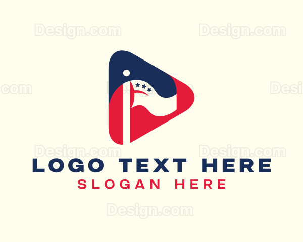 Patriotic Flag Play Button Logo