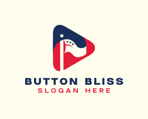 Patriotic Flag Play Button logo design