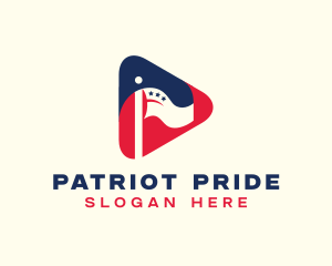 Patriotic Flag Play Button logo design