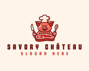 Pig Chef Steak logo design