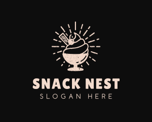 Retro Ice Cream Sundae logo design