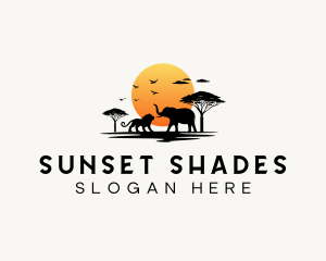 Sunset Lion Elephant logo design