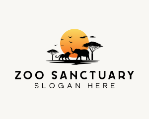 Sunset Lion Elephant logo design