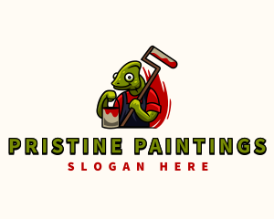 Chameleon Paint Roller logo design