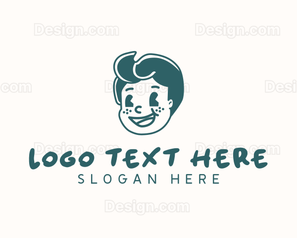 Retro Freckles Boy Logo