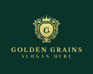 Golden Crown Shield logo design