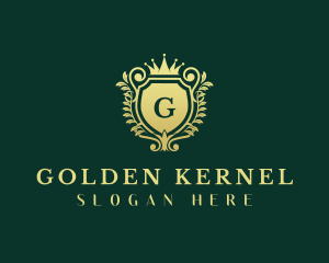 Golden Crown Shield logo design