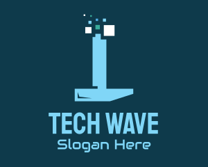 Pixel Tech Hammer logo design