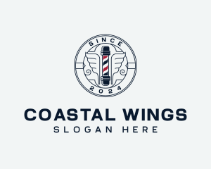 Winged Barbers Pole logo design