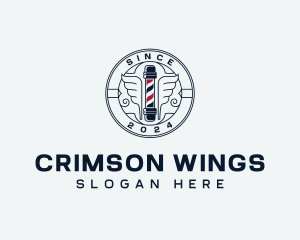 Winged Barbers Pole logo design