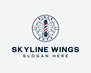 Winged Barbers Pole logo design