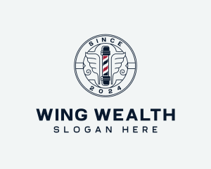 Winged Barbers Pole logo design