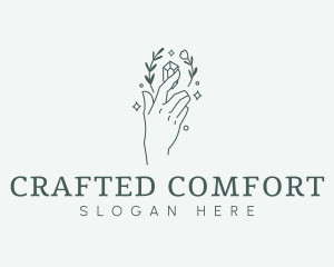 Floral Hand Gem logo design