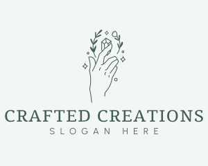 Floral Hand Gem logo design