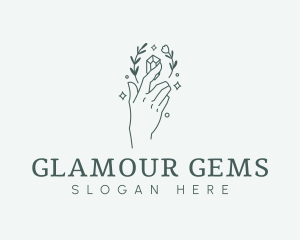 Floral Hand Gem logo design