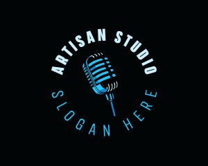 Microphone Podcast Studio logo design