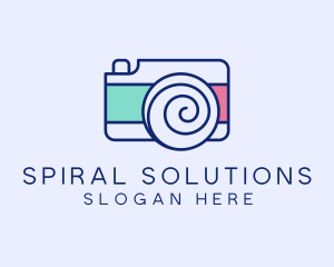 Camera Shutter Spiral logo design