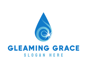 Water Droplet Sparkle logo design