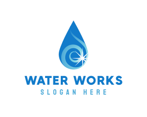 Water Droplet Sparkle logo design