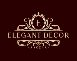 Decorative Crown Crest logo design