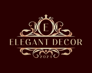 Decorative Crown Crest logo design