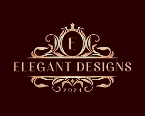 Decorative Crown Crest logo design