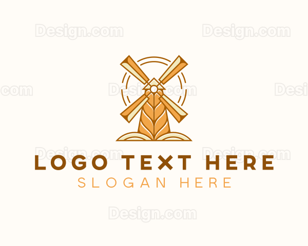 Wheat Grains Windmill Logo